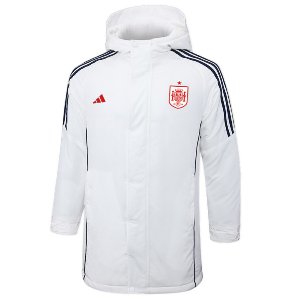 24-25 Spain White Hooded Windbreaker Fabric Cotton Coat #G231