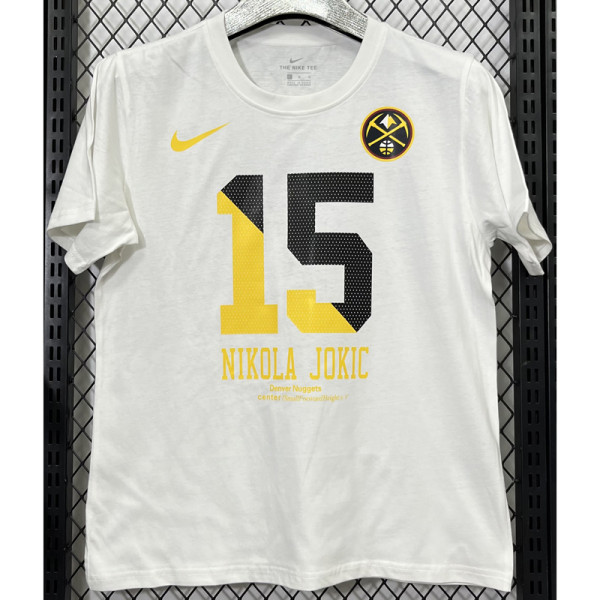 T186 Nuggets JOKIC #15 White High Quality Casual T-Shirt