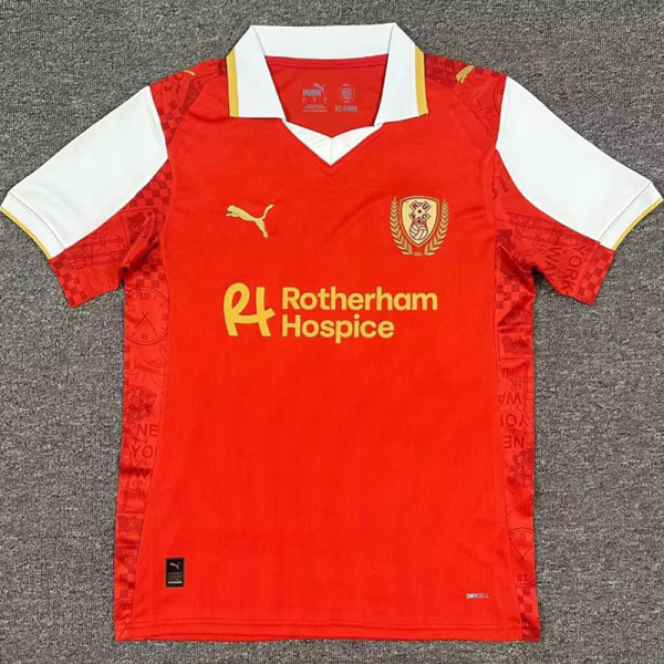 25-26 Rotherham United Home Fans Soccer Jersey