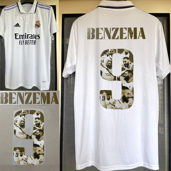22-23 BENZEMA #9 Golden Ball RMA Home Fans Soccer Jersey