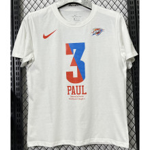 T189 OKC PAUL #3 White High Quality Casual T-Shirt