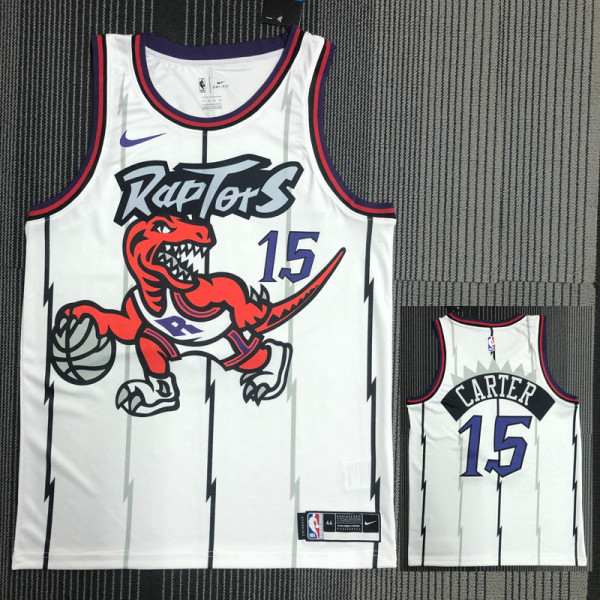Raptors CARTER #15 White Retro Top Quality Hot Pressing NBA Jersey