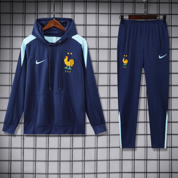 24-25 France Royal Blue Hoodie Tracksuit (卫衣套装)