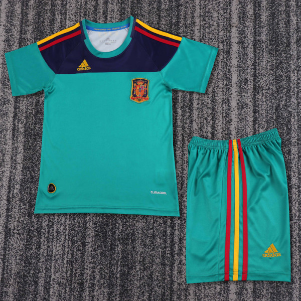 2010 Spain Green Goalkeeper Retro Kids Soccer Jersey