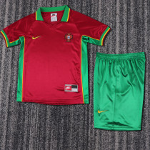 1998 Portugal Home Kids Retro Soccer Jersey