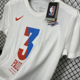 T189 OKC PAUL #3 White High Quality Casual T-Shirt