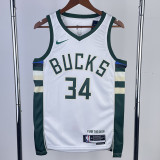 22-23 BUCKS ANTETOKOUNMPO #34 Home White Top Quality Hot Pressing NBA Jersey(V领)