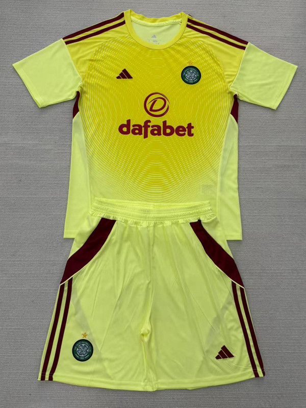 25-26 Celtic Yellow Goalkeeper Kids Soccer Jersey