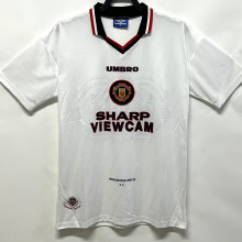 1996-1997 Man Utd Away White Retro Soccer Jersey