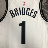 NETS BRIDGES #1 White Top Quality Hot Pressing NBA Jersey (V领)