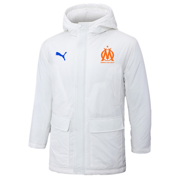 24-25 Marseille White Hooded Windbreaker Fabric Cotton Coat #G246(橙标)