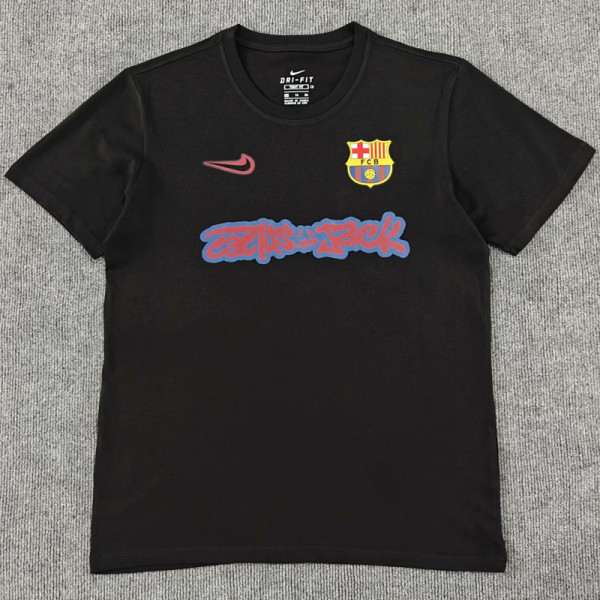 25-26 BAR Black High Quality Casual T-Shirt #圆领彩标