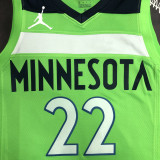 Timberwolves WIGGINS #22 Fluorescent Green Top Quality Hot Pressing NBA Jersey