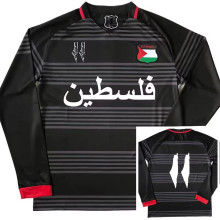 24-25 Palestina FC Black Green Long Sleeve Soccer Jersey (长袖)红袖边