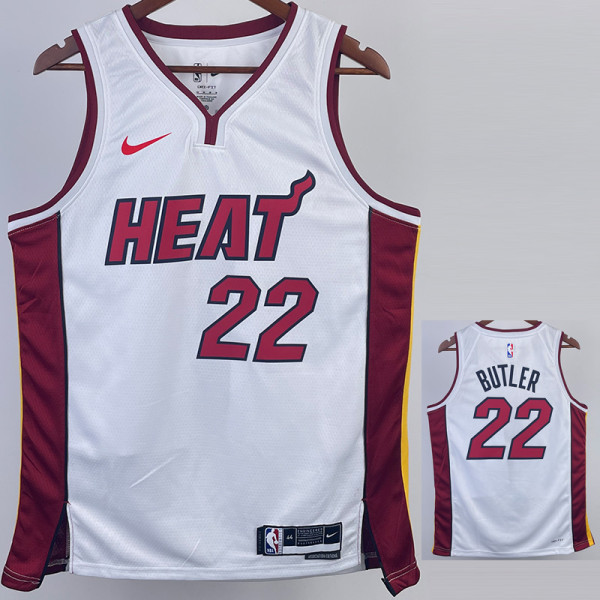 22-23 HEAT BUTLER #22 White Top Quality Hot Pressing NBA Jersey (V领）