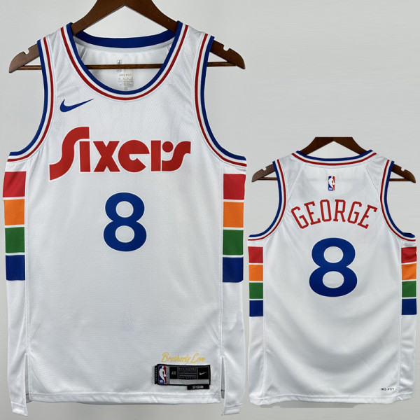 24-25 76ERS GEORGE #8 White City Edition Top Quality Hot Pressing NBA Jersey