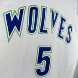 23-24 TIMBERWOLVES ERDWARDS #5 White Top Quality Hot Pressing NBA Jersey(Retro Logo)