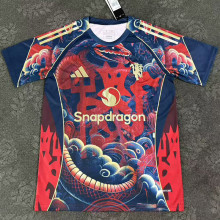 25-26 Man Utd Red Black Fans Training shirts (蛇纹)