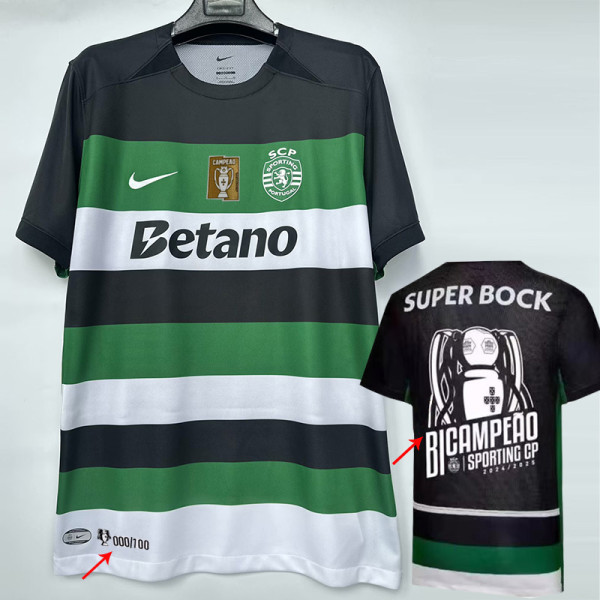24-25 Sporting Lisbon Home Champion Fans Soccer Jersey (Print Champion pattern)