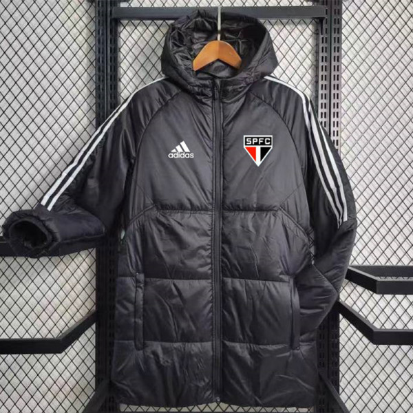 23-24 Sao Paulo FC Black Hooded Cotton Coat White Edge (白色边) 棉衣