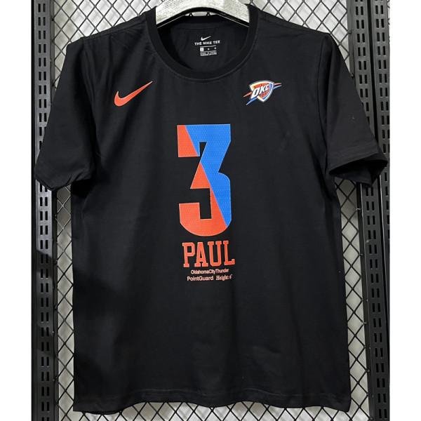 T189 OKC PAUL #3 Black High Quality Casual T-Shirt