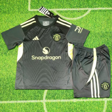 25-26 Man Utd Black GoalKeeper Kids Soccer Jersey