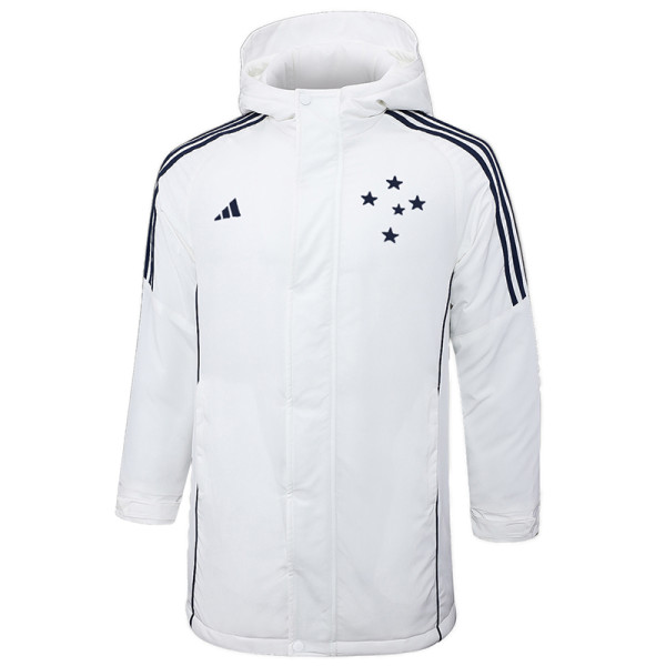 24-25 Cruzeiro White Hooded Windbreaker Fabric Cotton Coat #G213
