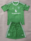 25-26 Man Utd Green GoalKeeper Kids Soccer Jersey