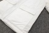 24-25 Marseille White Hooded Windbreaker Fabric Cotton Coat #G247(黑标)