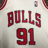 1998 BULLS RODMAN #91 White Retro Top Quality Hot Pressing NBA Jersey