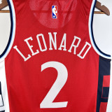 24-25 Clippers LEONARD #2 Red Top Quality Hot Pressing NBA Jersey (Trapeze Edition) 飞人版