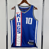 23-24 Kings SABONIS #10 Blue City Edition Top Quality Hot Pressing NBA Jersey