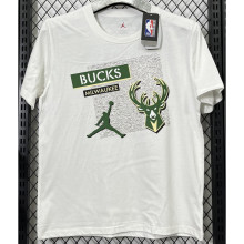 T197 Bucks Jordan White High Quality Casual T-Shirt