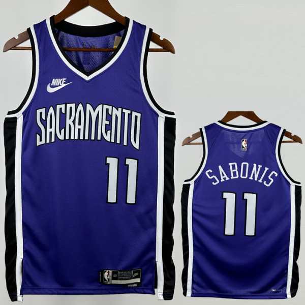 24-25 KINGS SABONIS #11 Purple Retro Top Quality Hot Pressing NBA Jersey(V领）