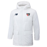 24-25 Sao Paulo White Hooded Windbreaker Fabric Cotton Coat #G260