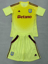 25-26 Aston Villa Yellow Goalkeeper Kids Soccer Jersey