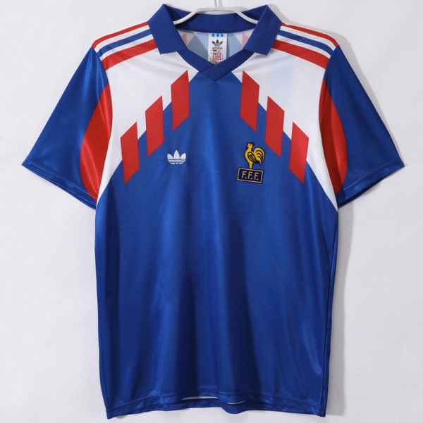 1990-1991 France Home Retro Soccer Jersey