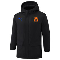 24-25 Marseille Black Hooded Windbreaker Fabric Cotton Coat #G248(橙标)