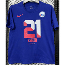 T192 76ERS EMBIID #21 Blue High Quality Casual T-Shirt