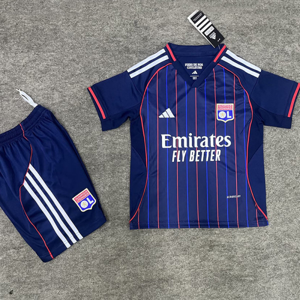 25-26 Lyon Away Kids Soccer Jersey