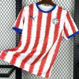 26-27 Paraguay Home Fans Soccer Jersey (Right-Arm Patch)