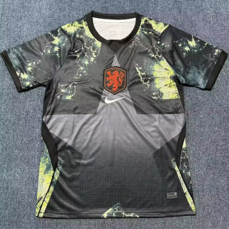 26-27 Netherlands Black Goalkeeper Fans Soccer Jersey