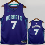 22-23 HORNETS KNUEPPE #7 Blue Top Quality Hot Pressing NBA Jersey (Trapeze Edition) 飞人版