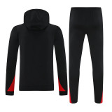 25-26 Portugal Black Red sleeve Hooded  Tracksuit