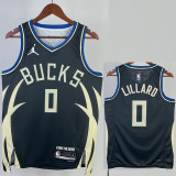 22/23 BUCKS LILLARD #0 Black Trapeze Iimited Top Quality Hot Pressing NBA Jersey(V领)