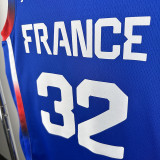 2024 Olympic Game France  Wembanyama #32 Blue Basketball Jersey