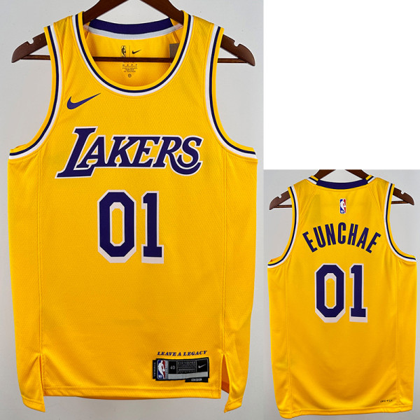 22/23 LAKERS EUNCHAE #01 Yellow Top Quality Hot Pressing NBA Jersey(圆领)