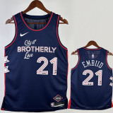 23/24 76ERS EMBIID #21 Dark Blue City Edition Top Quality Hot Pressing NBA Jersey
