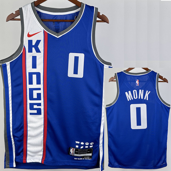 23/24 Kings MONK #0 Blue City Edition Top Quality Hot Pressing NBA Jersey
