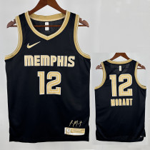 23/24 Grizzlies MORANT #12 Black Honor Edition Top Quality Hot Pressing NBA Jersey荣耀版